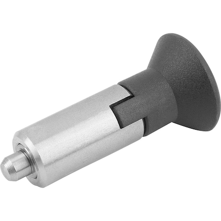 Indexing Plunger W Locking Slot Size:0, Form:M, Stainless Steel Not Hardened, Comp: Plastic, Black